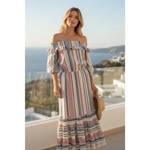 BUFFALO David Bottom Off the Shoulder Striped Dress Size XS NEW